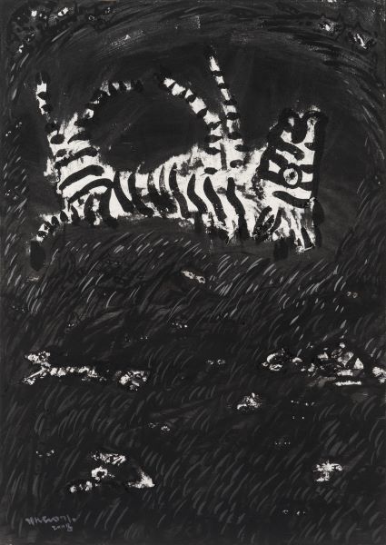 Black Tears, 2008, Acrylic Ink on paper, 100x71cm